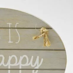 Dunelm Grey Happy Place Hanging Plaque -VibeAura Shop 1000107362 alt04