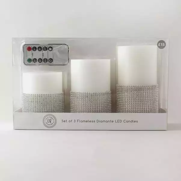 Dunelm Set Of 3 Diamante LED Candles 3 Dunelm Set Of 3 Diamante LED Candles - Image 3