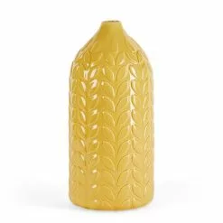 Dunelm Ochre Leaf Effect Ceramic Vase