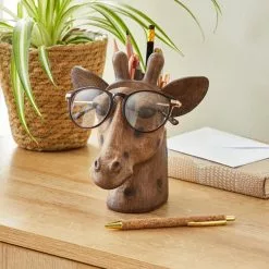 Dunelm Giraffe Head Pot And Glasses Holder