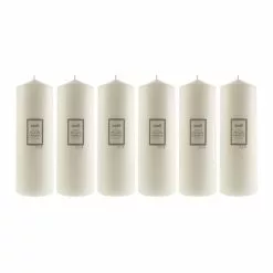 Dunelm Pack Of 6 Essentials White Pillar Candles 10cm X 30cm