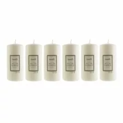 Dunelm Pack Of 6 Essentials White Pillar Candles 7cm X 15cm