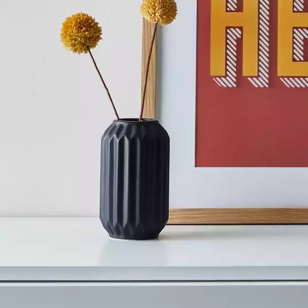 Dunelm Fluted Vase 14cm Black 1 Dunelm Fluted Vase 14cm Black