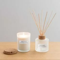 Dunelm Natural Bergamot Soy Wax Blend Candle Diffuser Set -VibeAura Shop 30716656 alt02