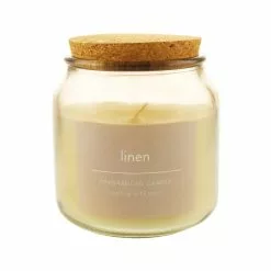 Dunelm Linen Jar Candle With Cork Lid -VibeAura Shop 30731507 alt02
