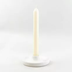 Dunelm 3cm Satin White Ceramic Candle Holder -VibeAura Shop 30732440 alt02