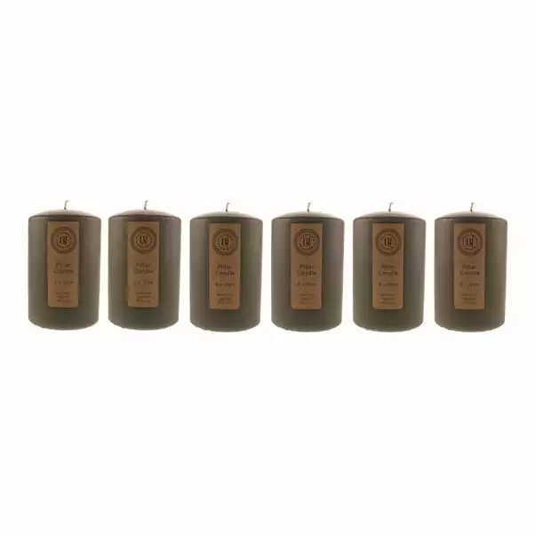 Dunelm Pack Of 6 Charcoal Pillar Candles 1 Dunelm Pack Of 6 Charcoal Pillar Candles