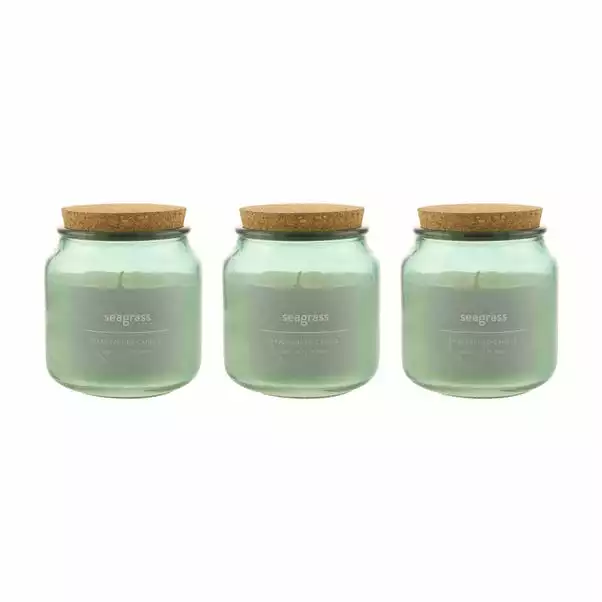 Dunelm Pack Of 3 Seagrass Jar Candles With Cork Lid 1 Dunelm Pack Of 3 Seagrass Jar Candles With Cork Lid