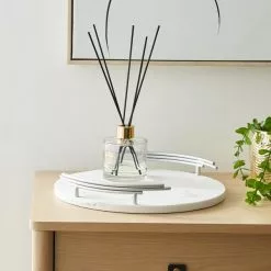 Dunelm Faux Marble Silver Circular Tray