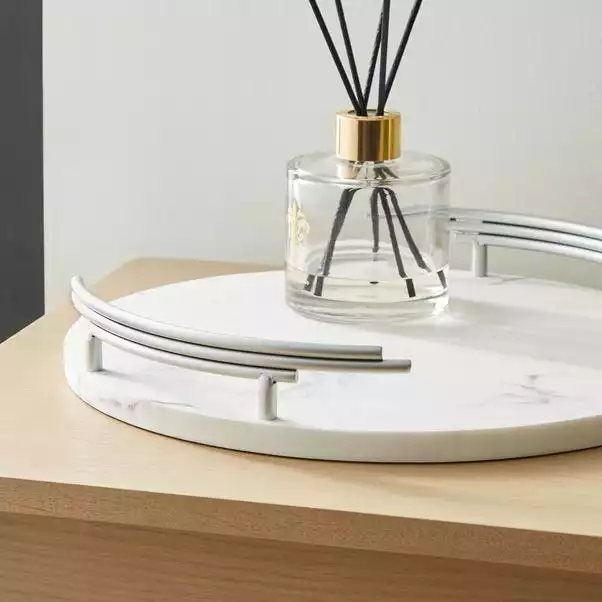 Dunelm Faux Marble Silver Circular Tray 2 Dunelm Faux Marble Silver Circular Tray - Image 2