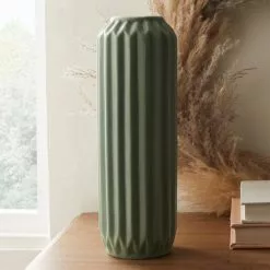 Dunelm Fluted Vase 25cm Sage