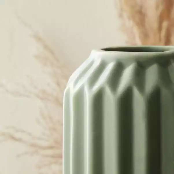 Dunelm Fluted Vase 25cm Sage 2 Dunelm Fluted Vase 25cm Sage - Image 2