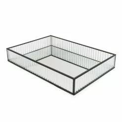 Dunelm Ribbed Glass Tray Black 39cm -VibeAura Shop 30755576 alt02