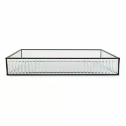 Dunelm Ribbed Glass Tray Black 39cm -VibeAura Shop 30755576 alt04
