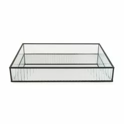 Dunelm Ribbed Glass Tray Black 39cm -VibeAura Shop 30755576 alt05