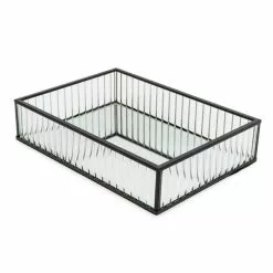 Dunelm Ribbed Glass Tray Black 26cm 8 Dunelm Ribbed Glass Tray Black 26cm -VibeAura Shop 30755577 alt02