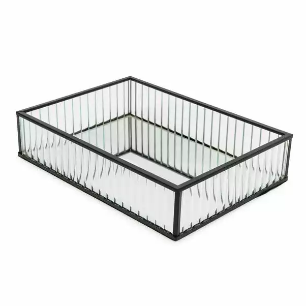 Dunelm Ribbed Glass Tray Black 26cm 3 Dunelm Ribbed Glass Tray Black 26cm - Image 3