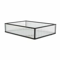 Dunelm Ribbed Glass Tray Black 26cm 9 Dunelm Ribbed Glass Tray Black 26cm -VibeAura Shop 30755577 alt03
