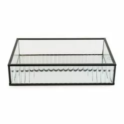 Dunelm Ribbed Glass Tray Black 26cm 11 Dunelm Ribbed Glass Tray Black 26cm -VibeAura Shop 30755577 alt05