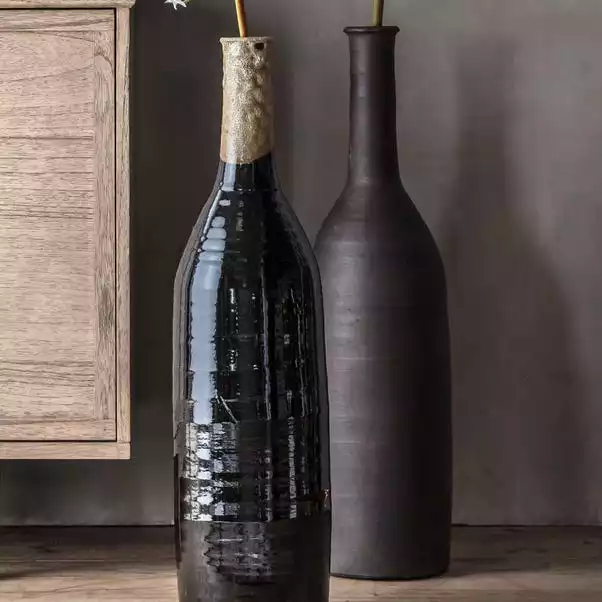 Cedar & Sage Taya Matt Black Bottle Vase 1 Cedar & Sage Taya Matt Black Bottle Vase