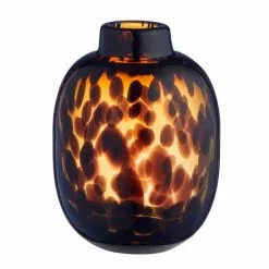 Dunelm Luxe Travel Tortoiseshell Glass Vase 17cm -VibeAura Shop 30766151 alt02