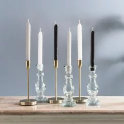 Dunelm Pack Of 6 Dinner Candles Monochrome