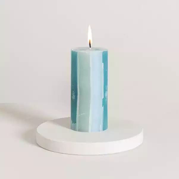 Dunelm Decorative Pillar Candle Blue 2 Dunelm Decorative Pillar Candle Blue - Image 2