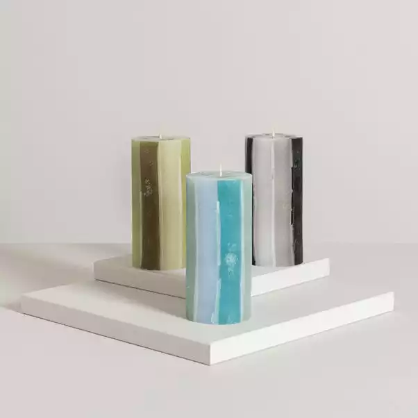 Dunelm Decorative Pillar Candle Blue 3 Dunelm Decorative Pillar Candle Blue - Image 3