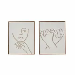 Dunelm Set Of 2 Capped Canvas Natural Line Drawing -VibeAura Shop 30795587 alt02
