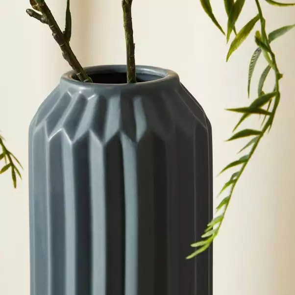 Dunelm Fluted Vase 25cm Pacific 2 Dunelm Fluted Vase 25cm Pacific - Image 2