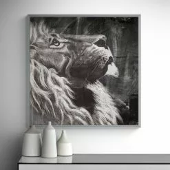 Dunelm Chalk Lion Framed Print