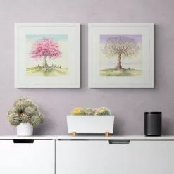 Dunelm Set Of 2 Framed Prints - Catching The Blossom / Waiting To Fall