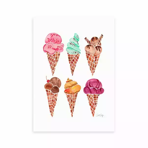 East End Prints Rainbow Ice Cream Cones Print 2 East End Prints Rainbow Ice Cream Cones Print - Image 2